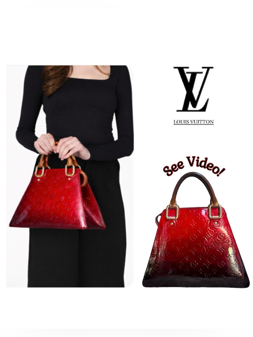 LOUIS VUITTON LOUIS VUITTON Ombré "Red Degrade" Monogram Vernis Forsyth GM + COA